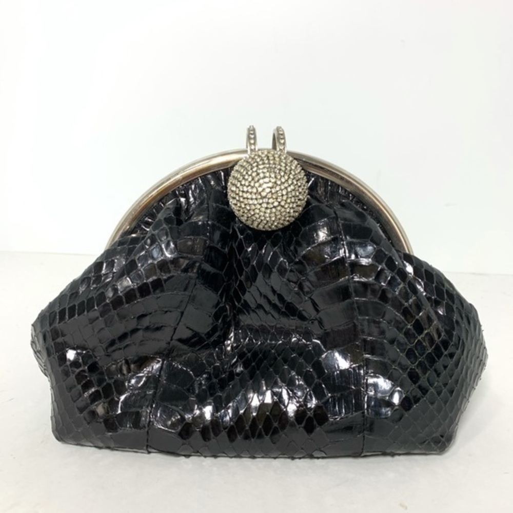 Fortuna Valentino snakeskin mini pouch purse black